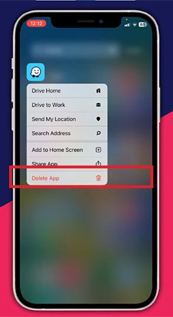 press the delete app button