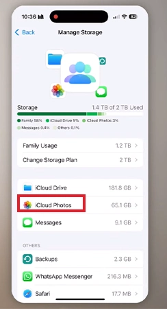 tap on iCloud