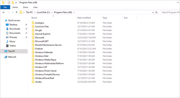 Browse the folders