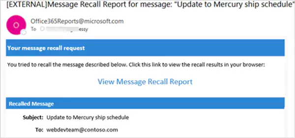 Check the Message Recall Report