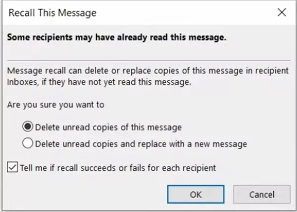 Choose one of the recall options