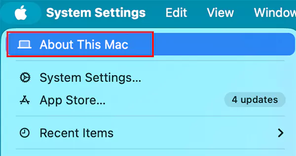 Click on About This Mac