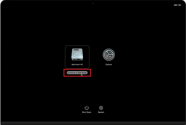 Click on Continue in Safe Mode