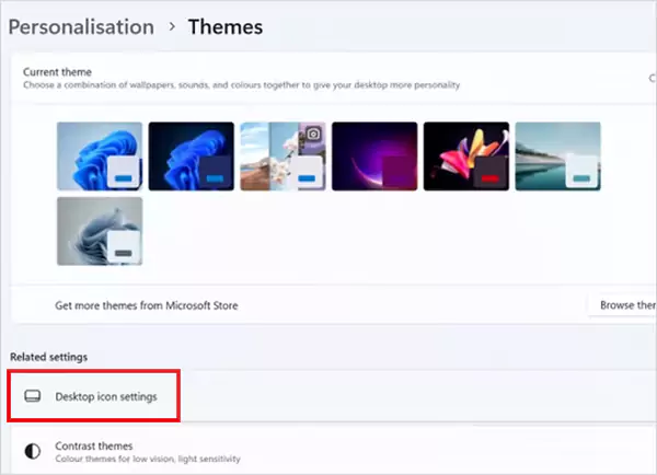 Click on Desktop icon settings