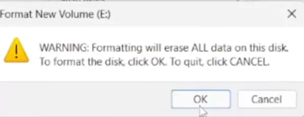 Click on OK to confirm
