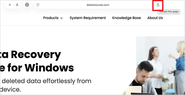 Click on the Reload button to refresh the webpage