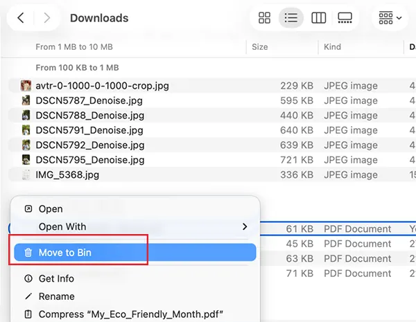 Delete downloaded files