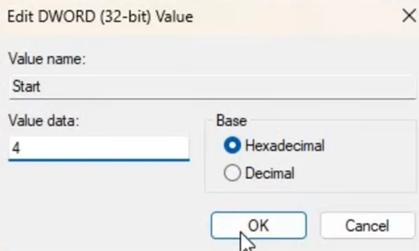 Edit DWORD value