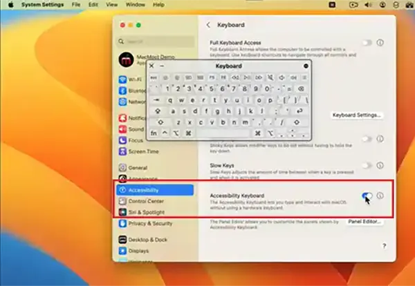 Enable Accessibility toggle