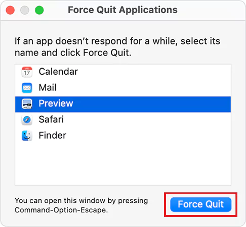Force Quit the app