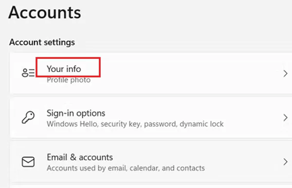 Go to Accounts Your Info