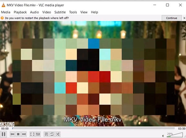 MKV video playing on VLC