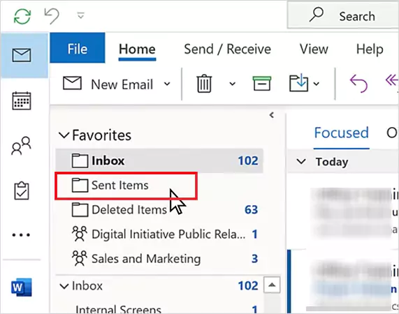Open Sent Items