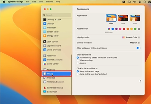 Open mouse settings&nbsp;