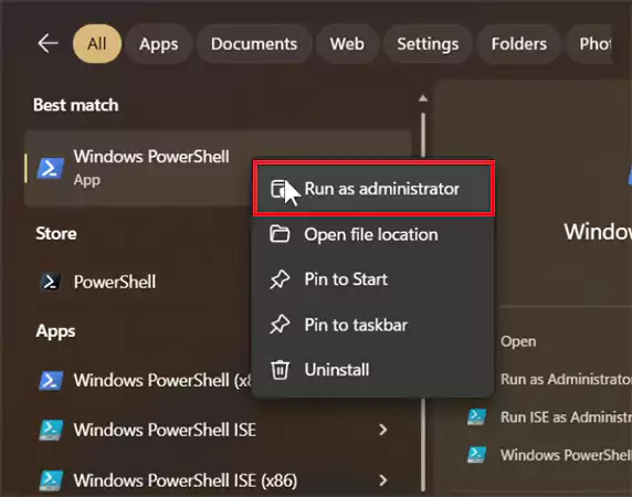 Run PowerShell as Administrator