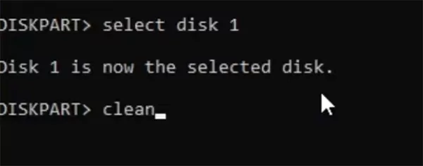 Run select disk X