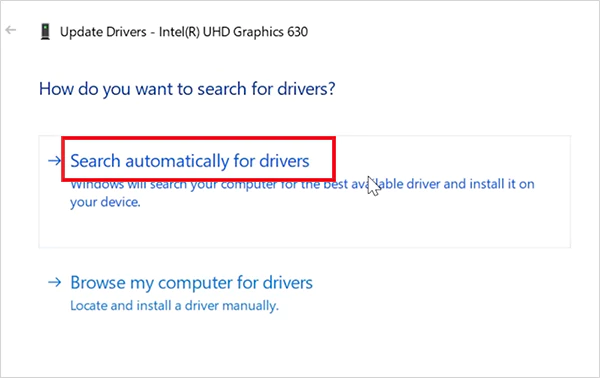 Search automatically for driver