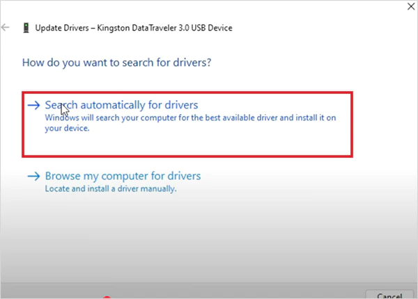 Search automatically for drivers
