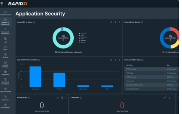 Security dashboard showing a long list of vulnerability alerts on a monitor