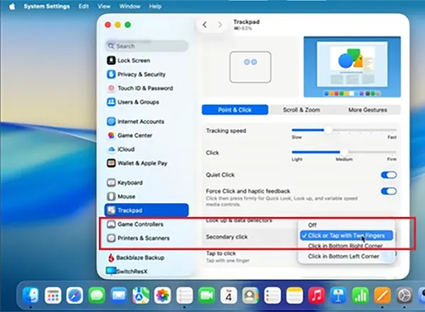 Select Click or Tap with Two Fingers&nbsp;