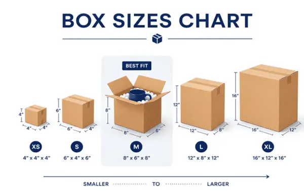 Two shipping cartons of different sizes labeled with the same part number.The Timestamp