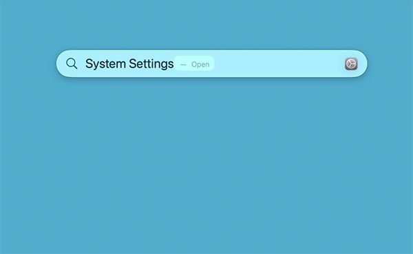 Type System Settings in the Spotlight search bar