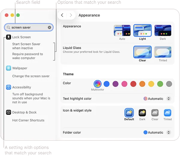 Type the keyword for the settings you want to open