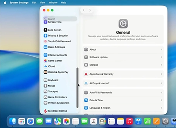 open settings