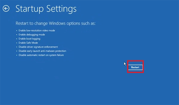 Click Restart