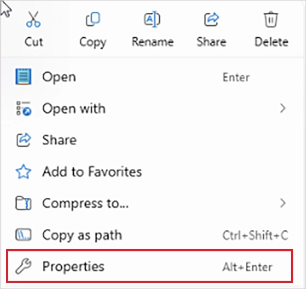 Click on Properties