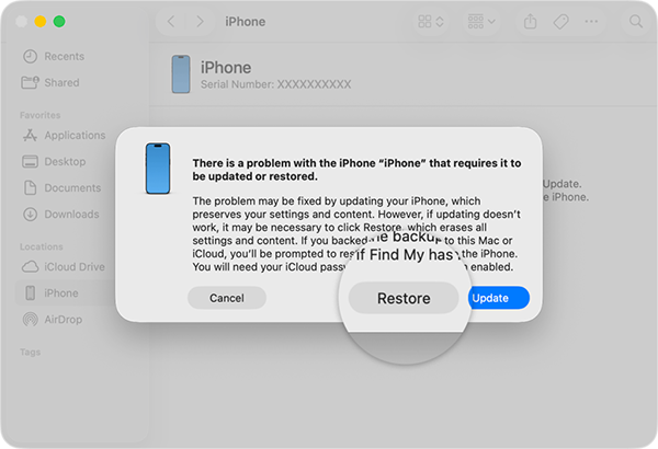 Click on Restore