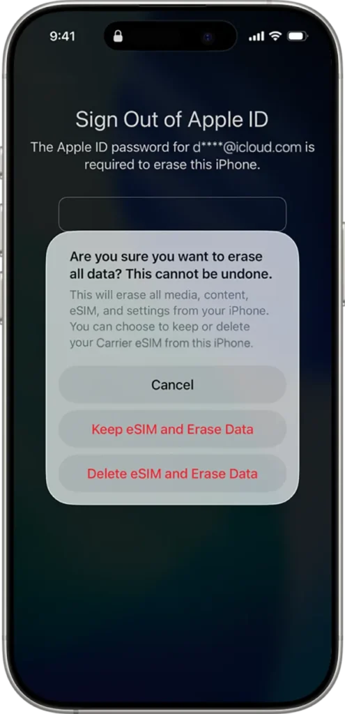 Confirm to erase the device