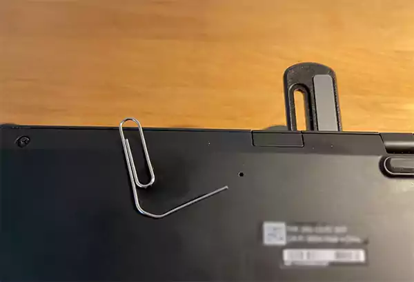 Emergency Reset Hole on a Lenovo laptop