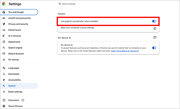 Enable Use hardware acceleration when available