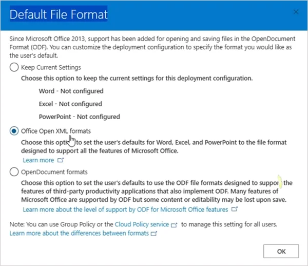 Export the XML configuration file