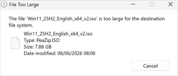 File too large error