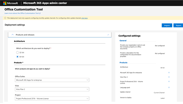 Fill in the details in the Office Customization Tool