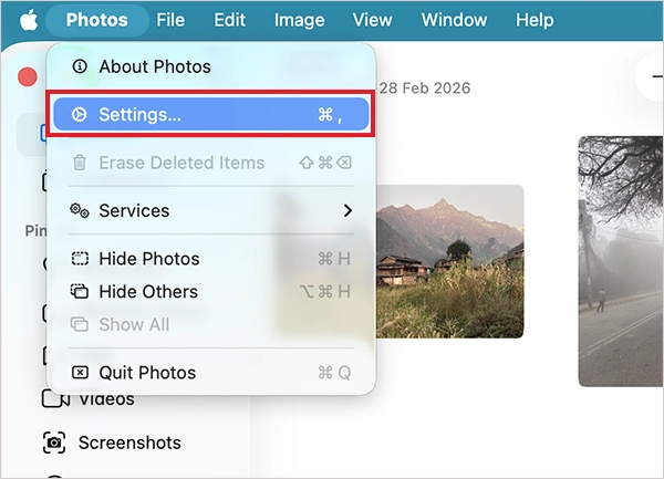 Go to Photos > Settings