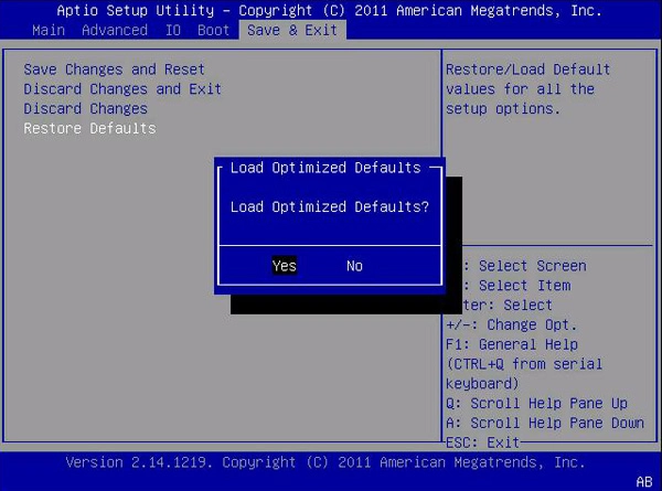 Reset Defaults