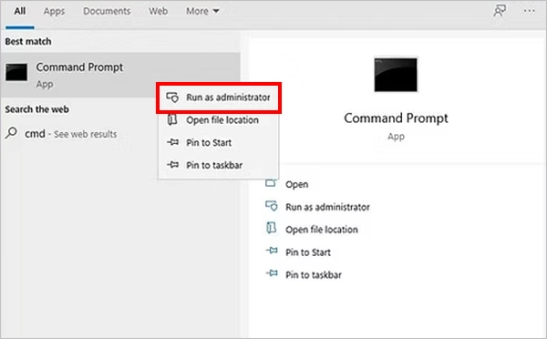 Run Command Prompt as administrator