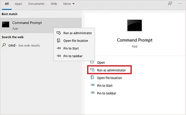 Run Command Prompt as administrator