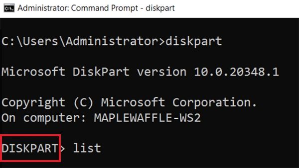 Run diskpart