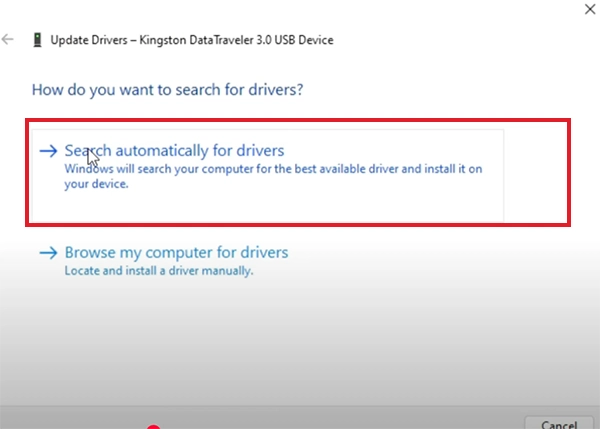 Search automatically for drivers