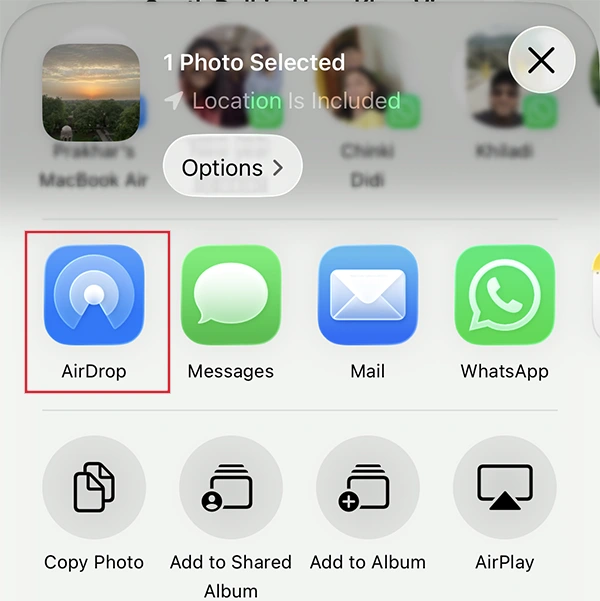 Tap on AirDrop