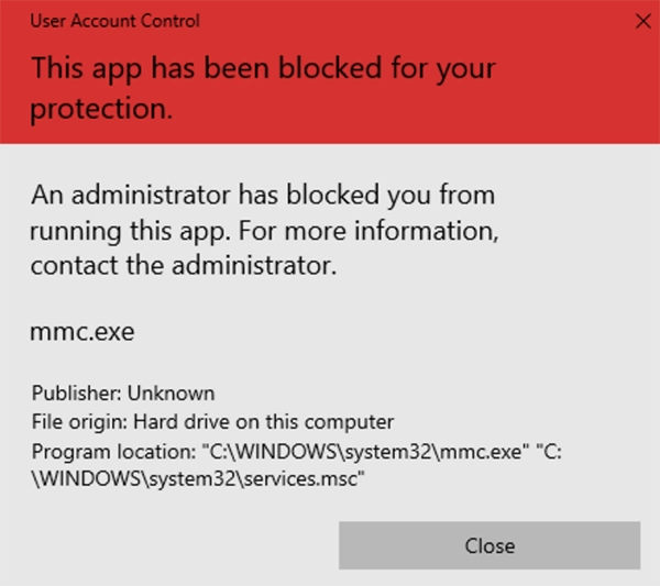 “This app has been blocked for your protection” screen