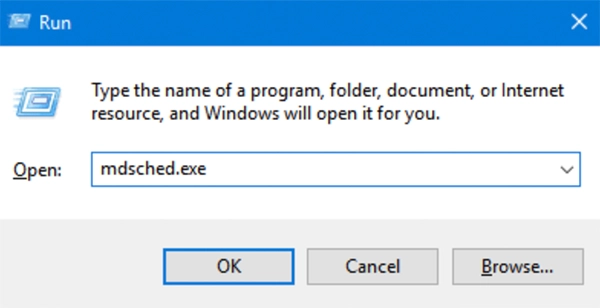 Type mdsched exe