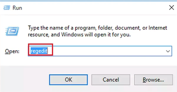 Type regedit and hit Enter