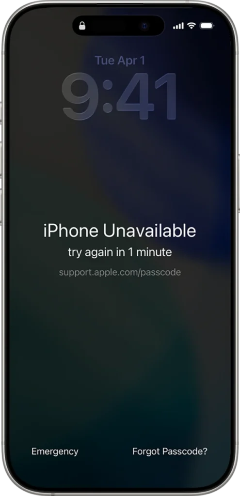 iPhone Unavailable Screen