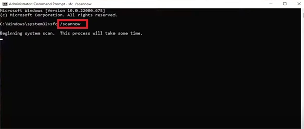 Type sfc /scannow in the Command Prompt