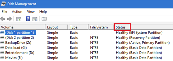 Check Disk Status